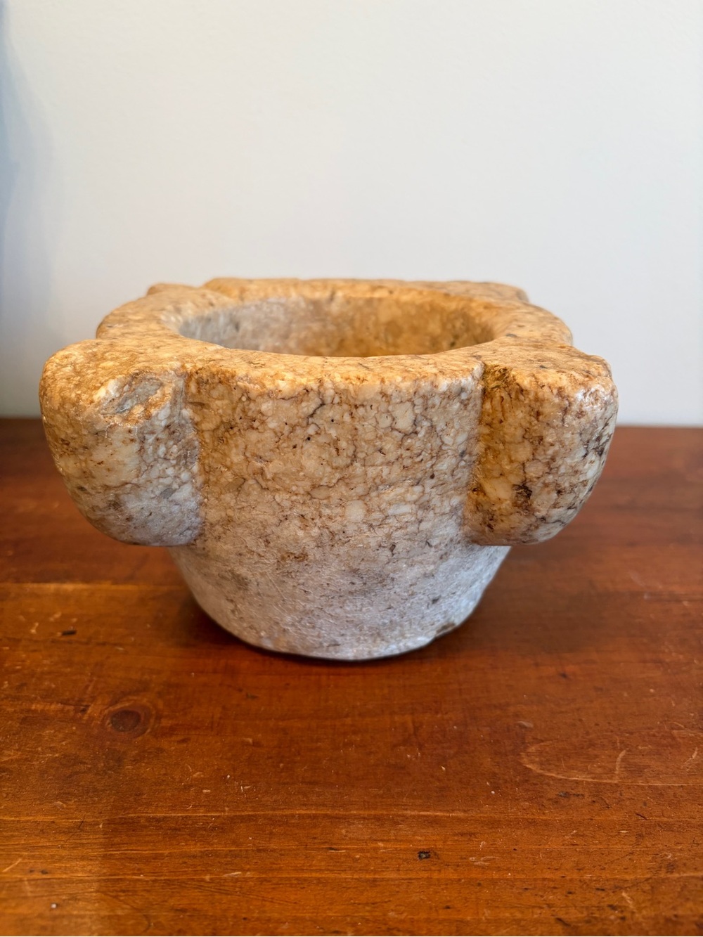 Textured Stone Mortar Bowl - Beige Marble Look